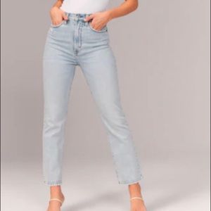 Wash Blue Abercrombie Ultra High Rise Ankle Straight Jean